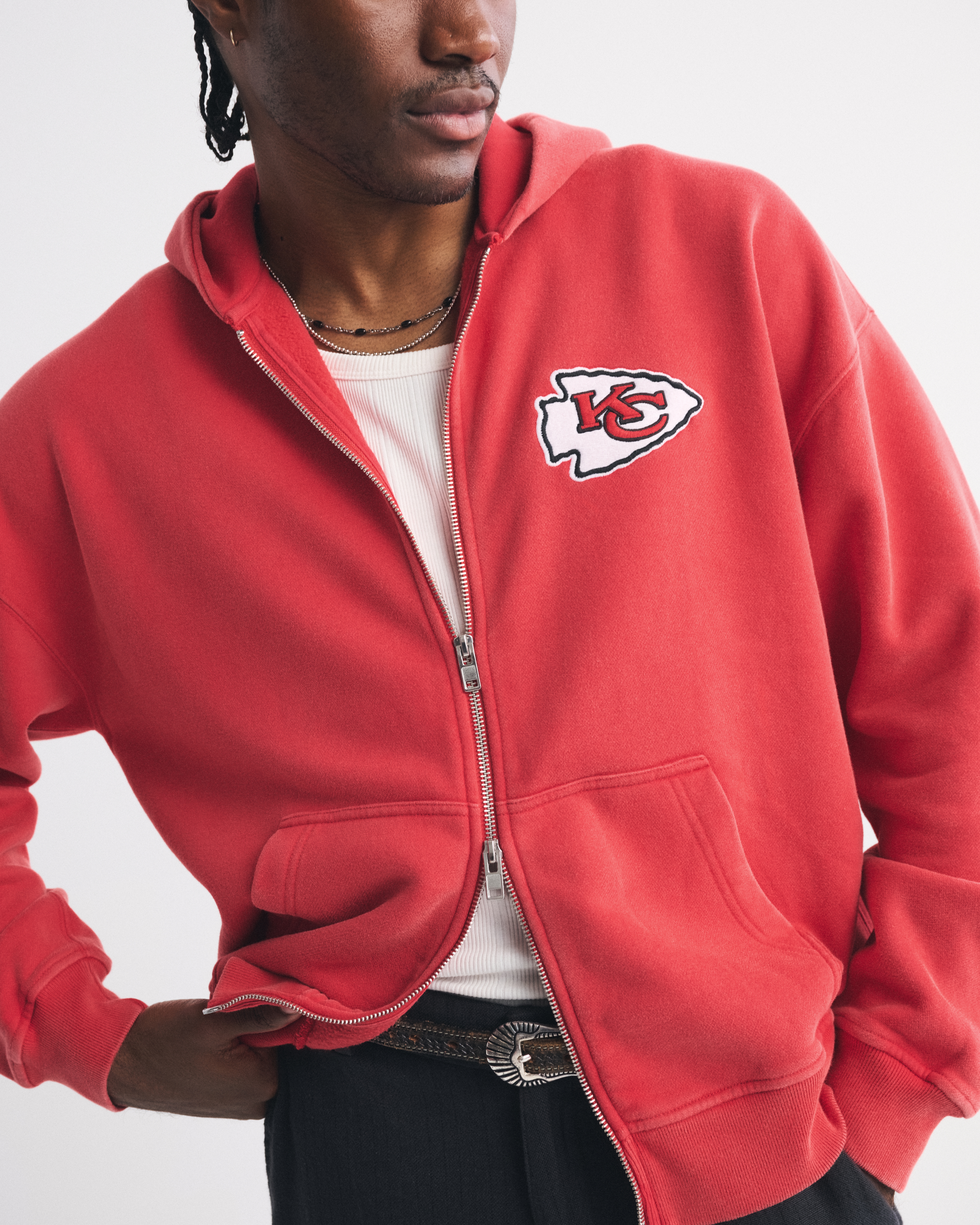 Abercrombie & Fitch Kansas City Chiefs Full-zip Hoodie In Red