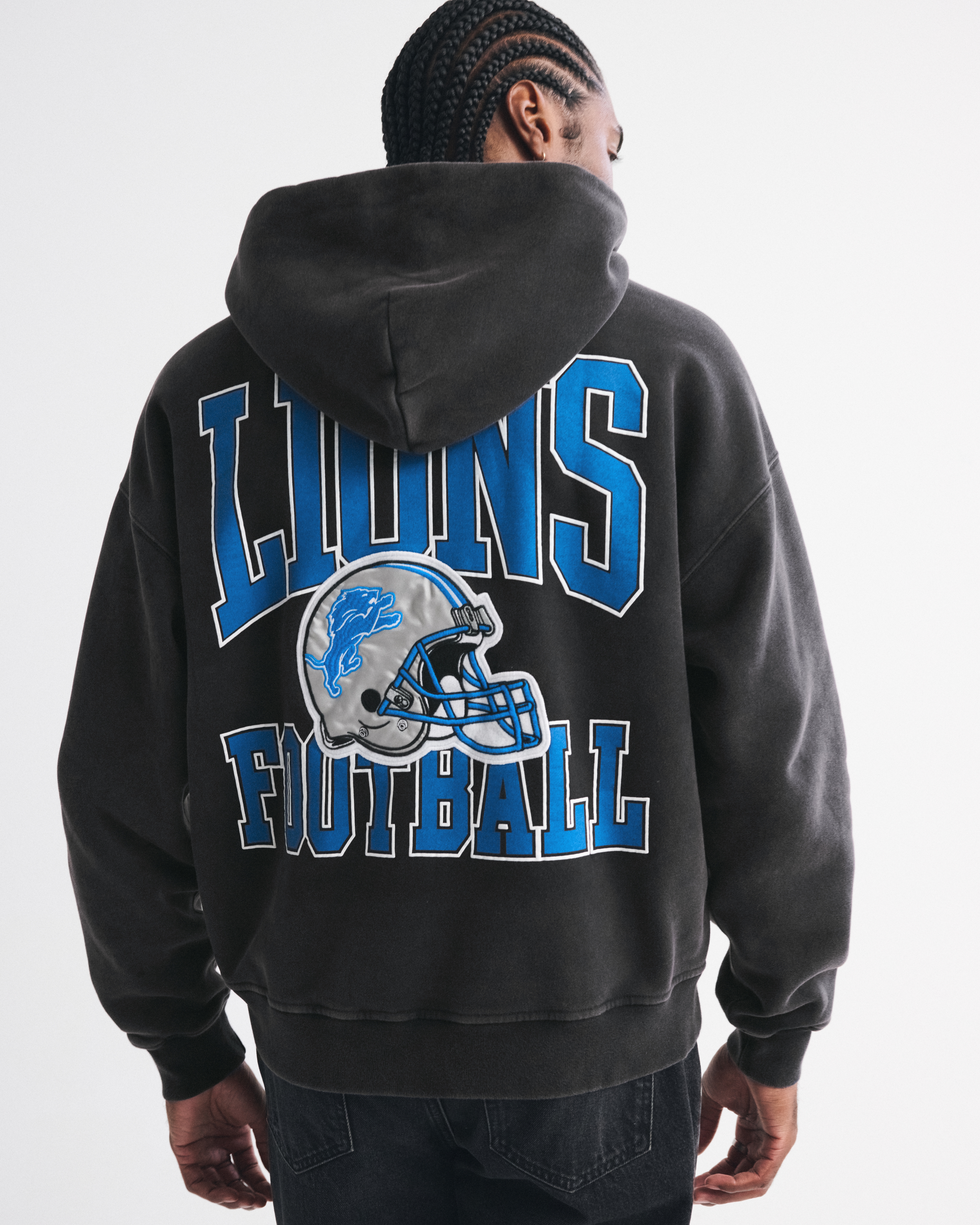 Abercrombie & Fitch Detroit Lions Full-zip Hoodie In Gray