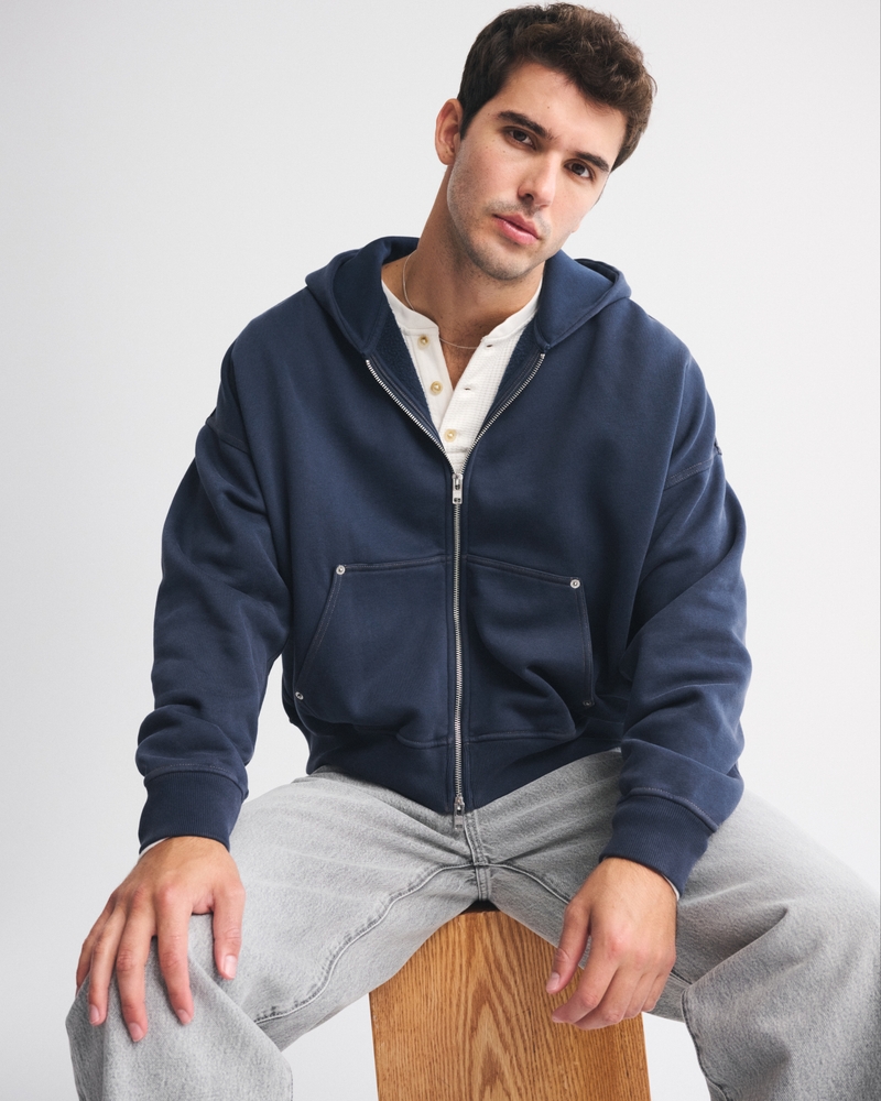 Essential Cropped Full-Zip Hoodie