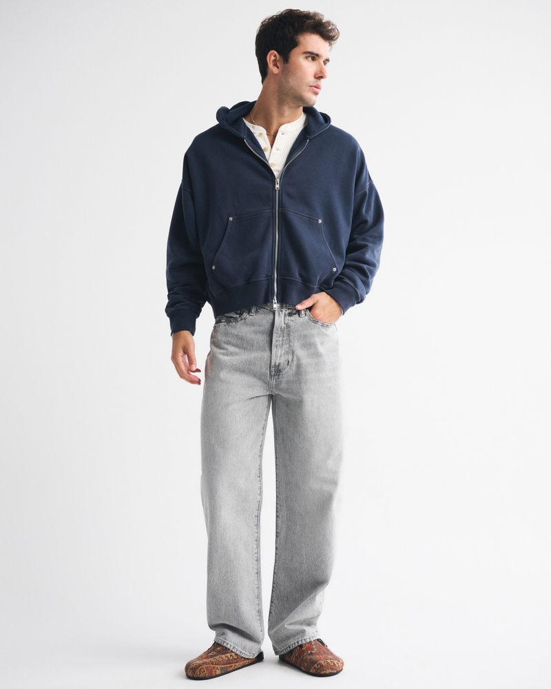 Essential Cropped Full-Zip Hoodie