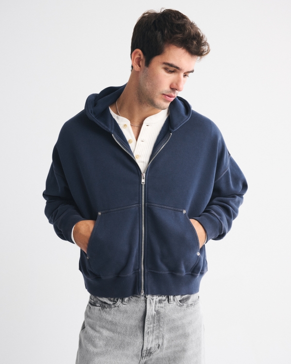 Essential Cropped Full-Zip Hoodie