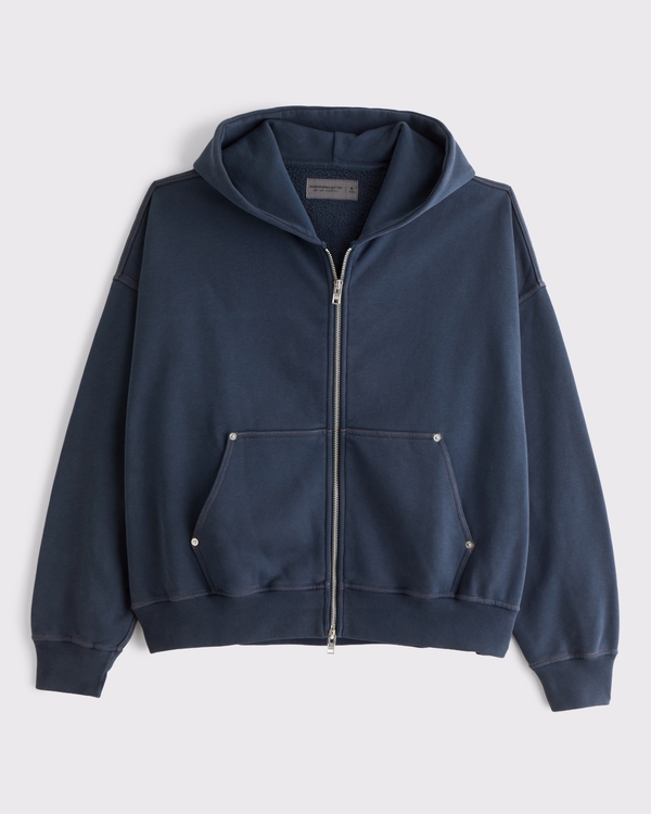 エッセンシャル クロップ フルジップフーディー, ネイビー view 1