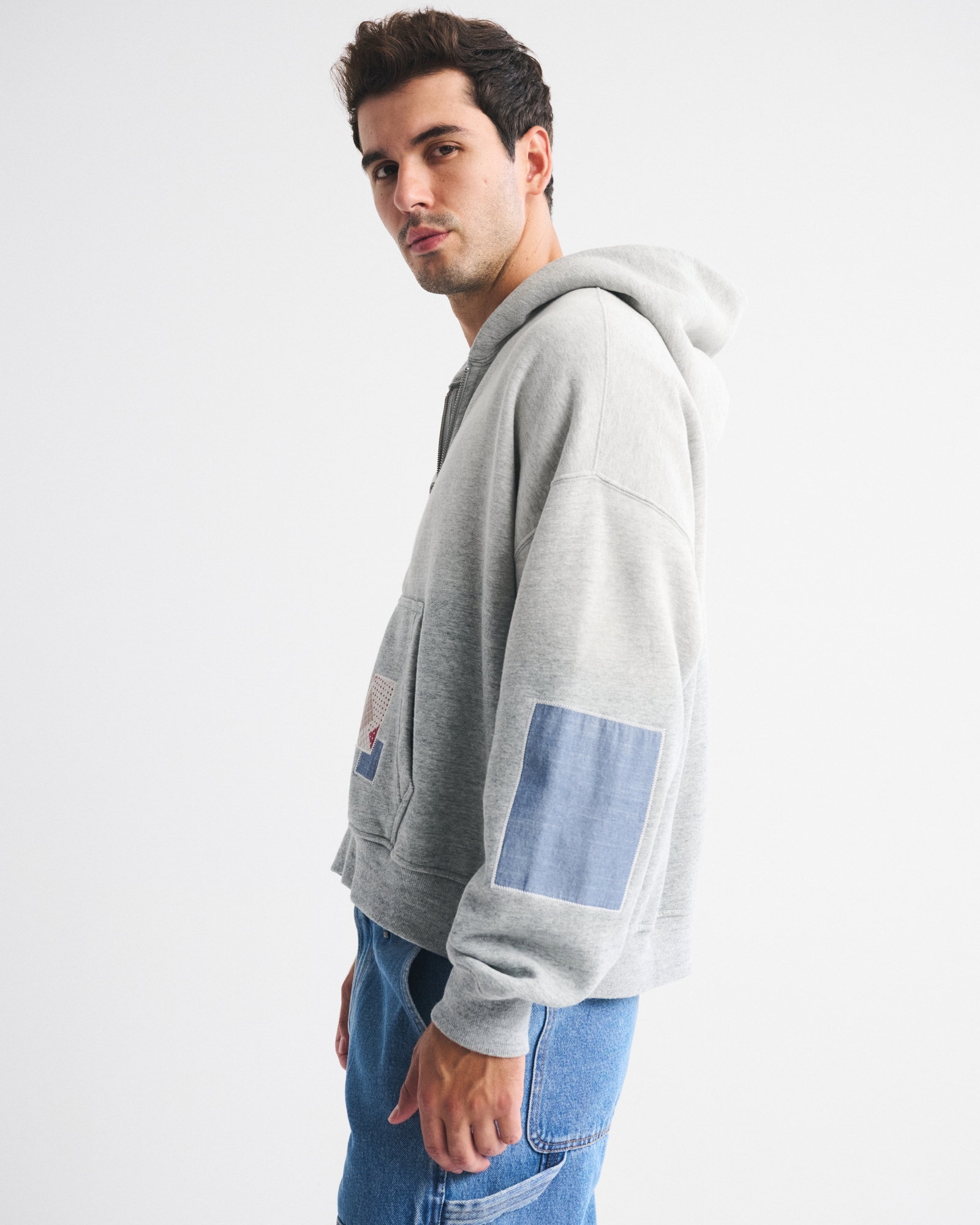 Men's Essential Cropped Full-Zip Hoodie | Men's Clearance