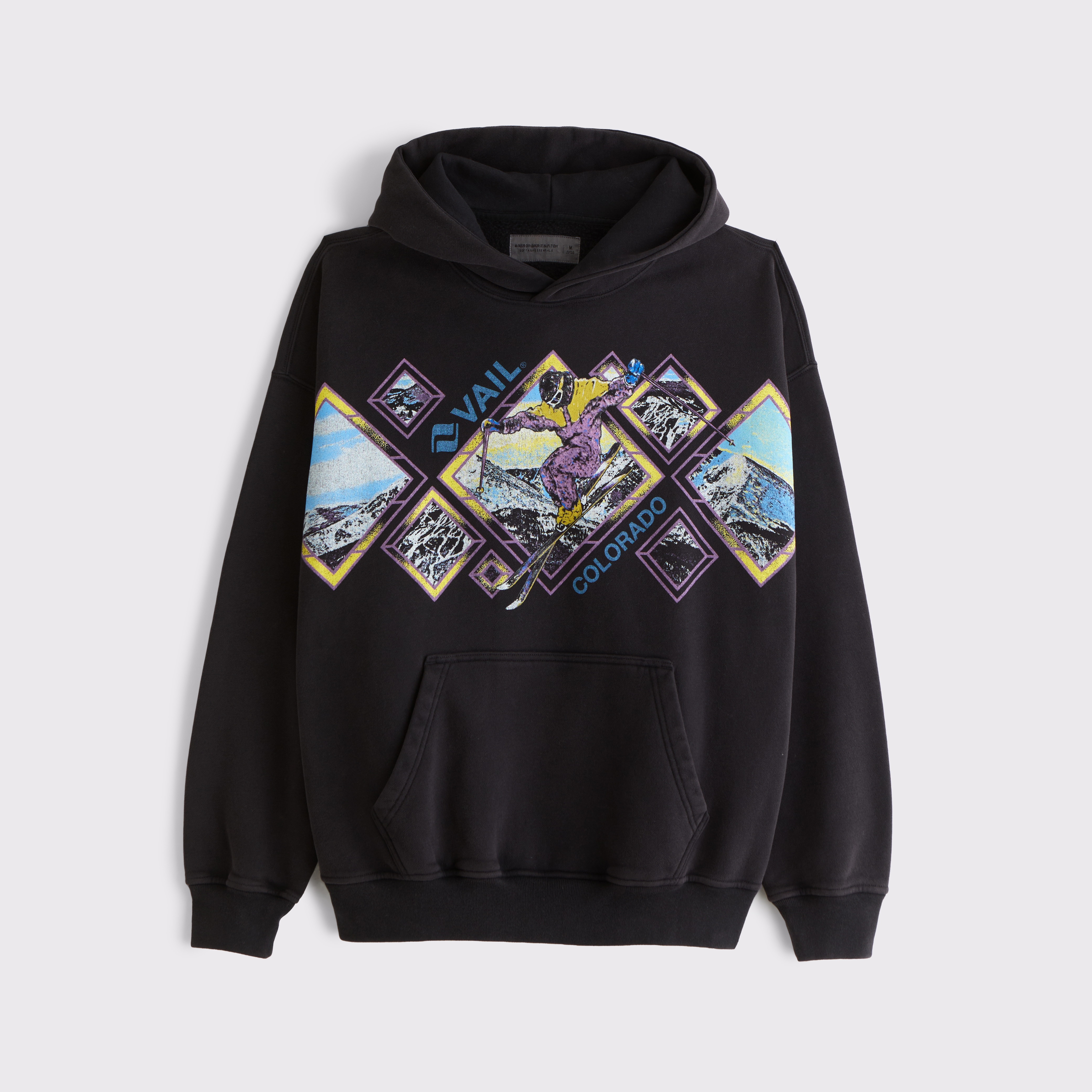 Abercrombie & Fitch Vail Graphic Popover Hoodie In Black