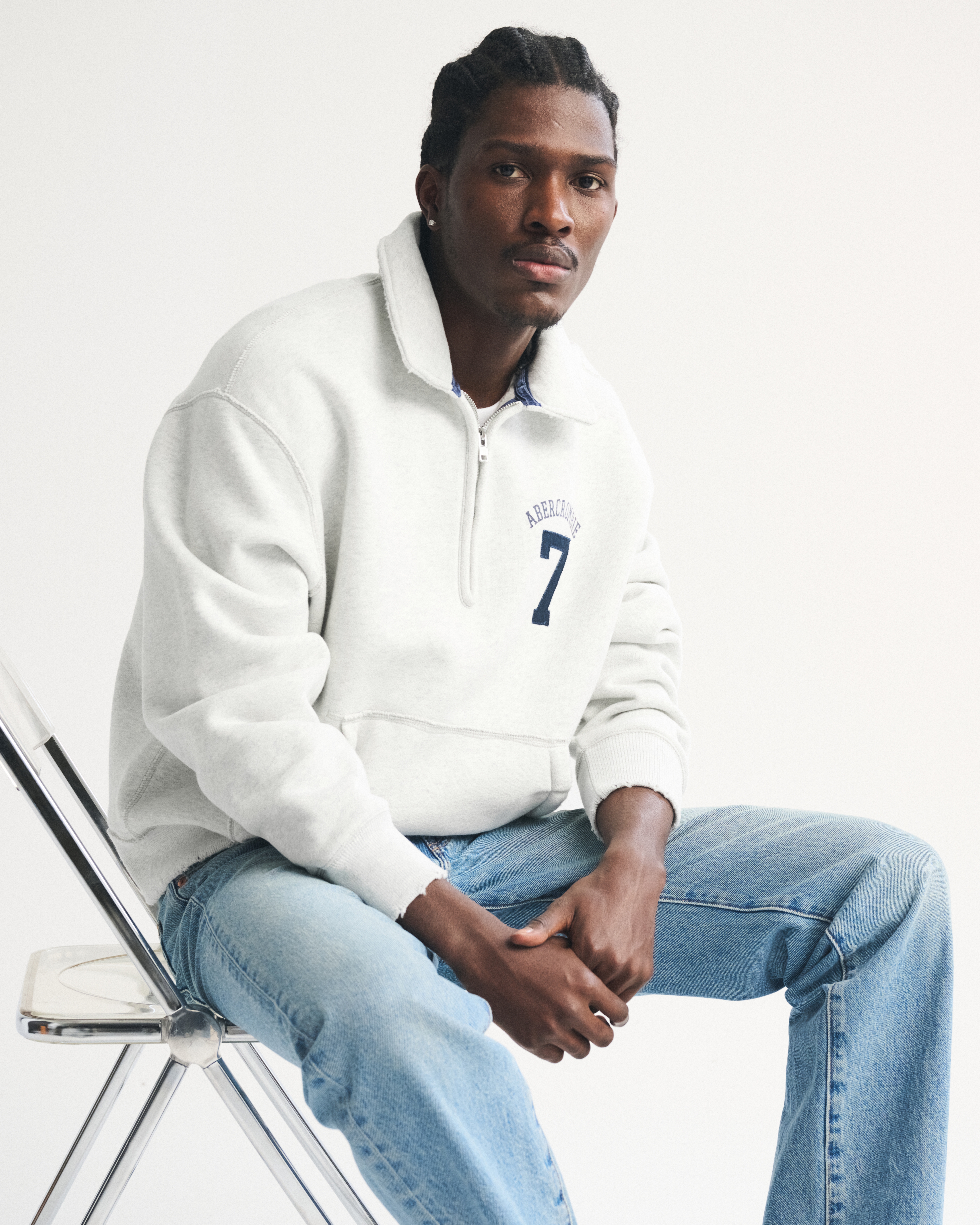 Мужские худи Abercrombie & Fitch Logo Half-Zip Sweatshirt — фото 3