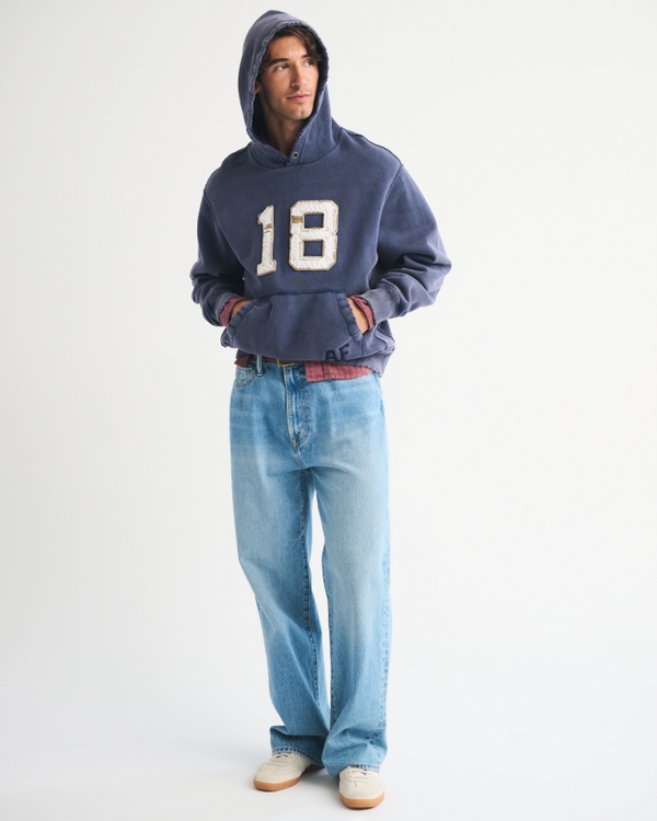 Logo Popover Hoodie, Sapphire view 2