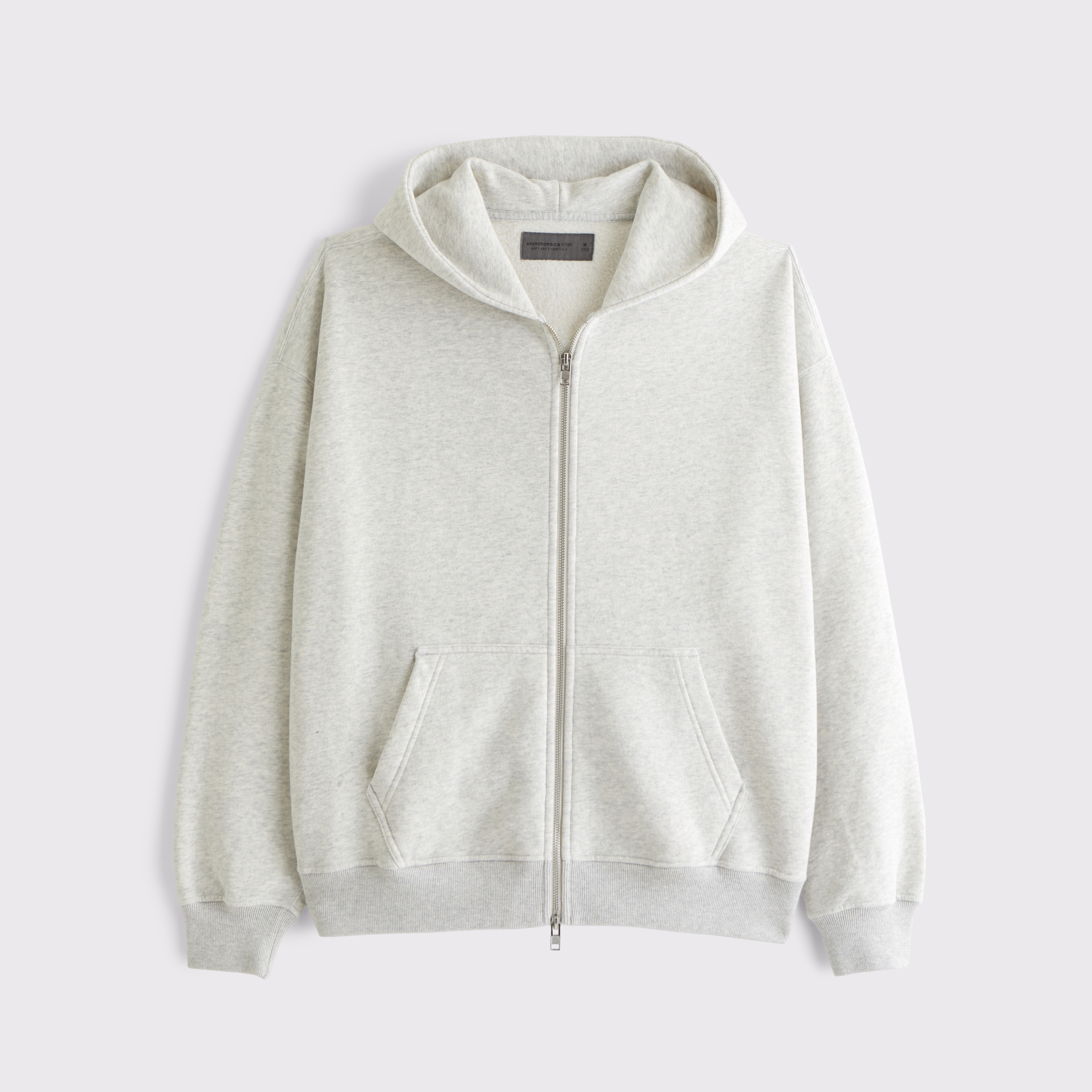 Abercrombie & Fitch Essential Full-zip Hoodie In Gray