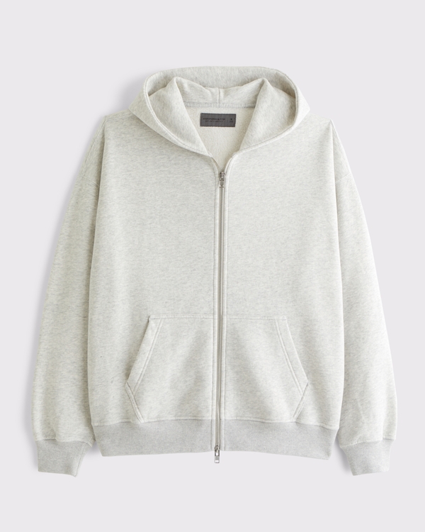 Essential Full-Zip Hoodie, Light Heather Gray view 1