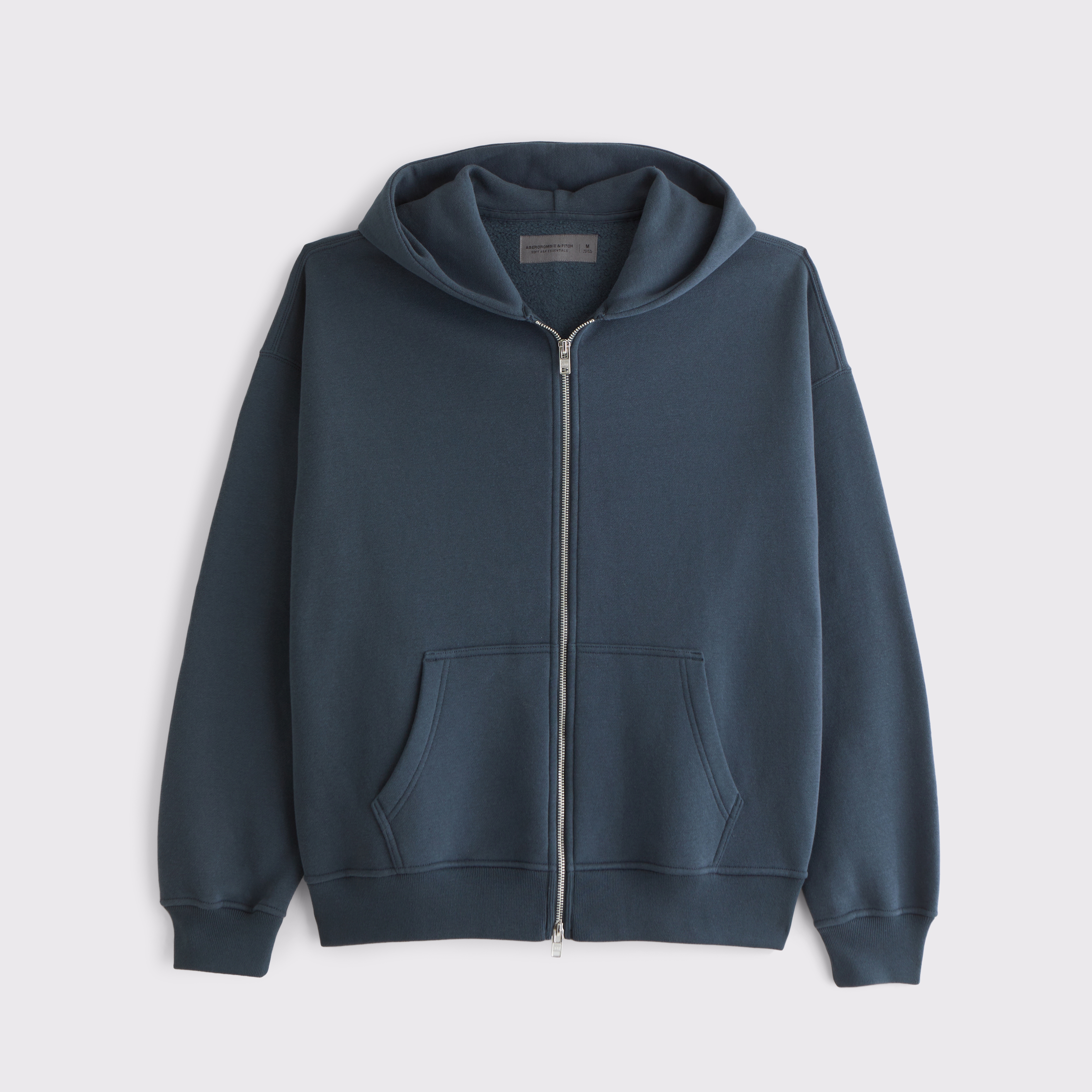 Abercrombie & Fitch Essential Full-zip Hoodie In Blue