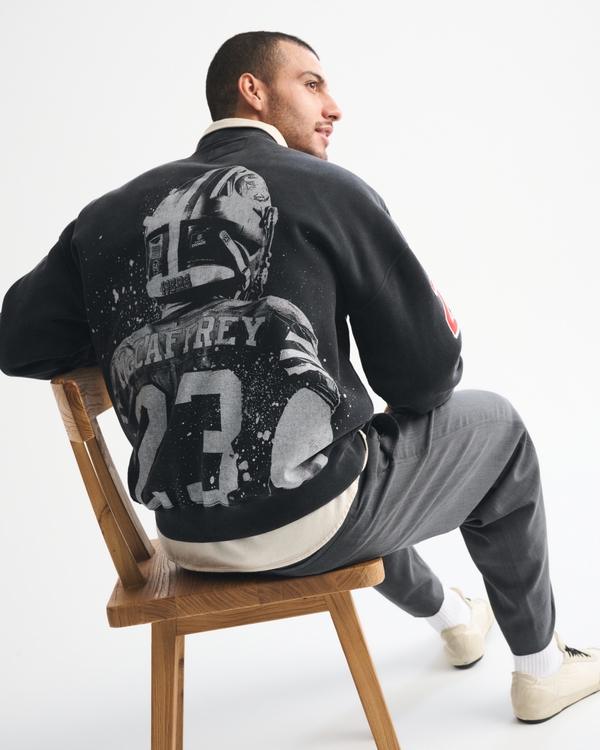 Christian McCaffrey Graphic Crew Sweatshirt, Black-49ers view 1