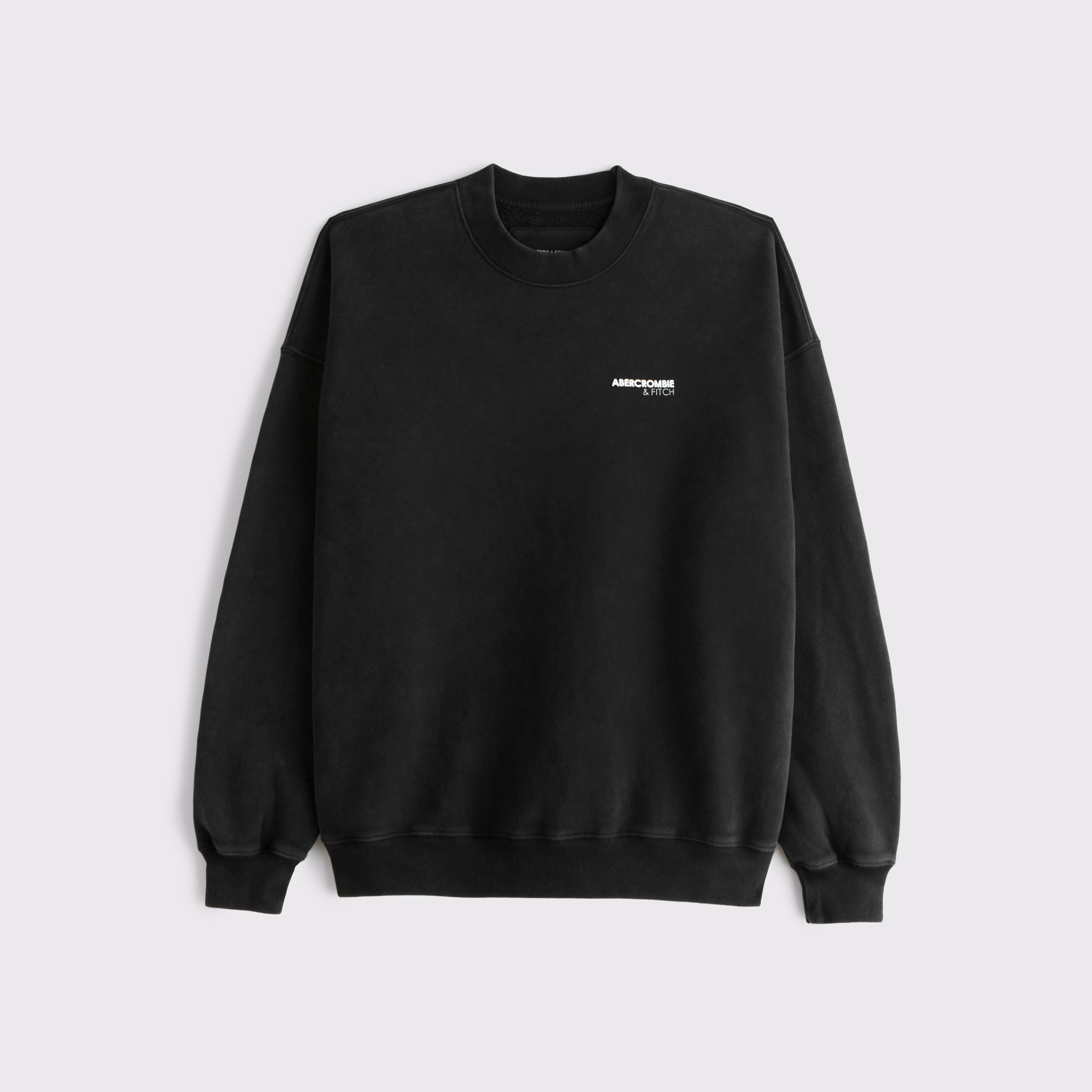 Abercrombie & Fitch Micro-logo Crew Sweatshirt In Black