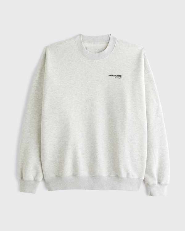 Micro-Logo Crew Sweatshirt, Light Heather Gray view 1