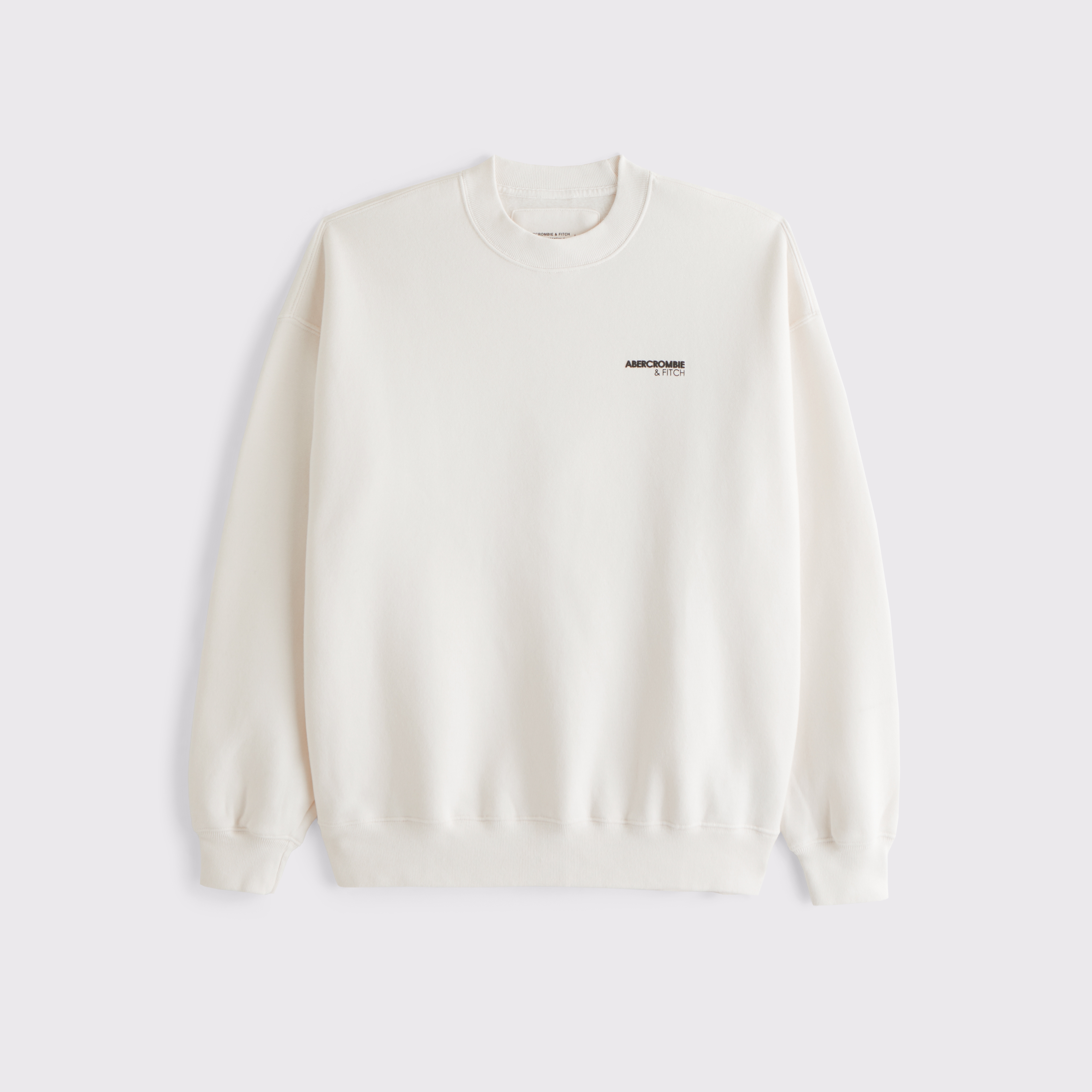 Abercrombie & Fitch Micro-logo Crew Sweatshirt In White