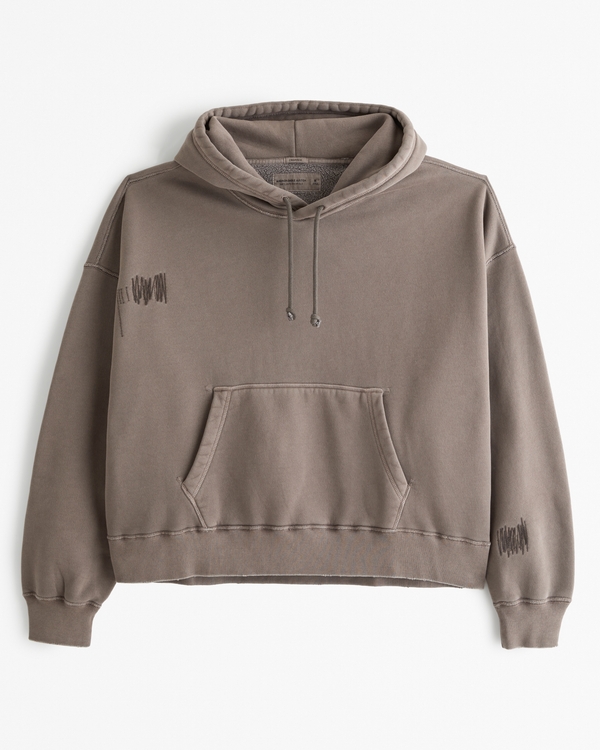 Essential Cropped Popover Hoodie, Brown