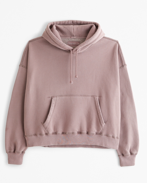 Essential Cropped Popover Hoodie, Mauve