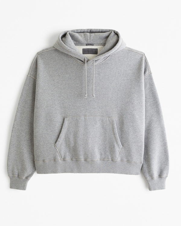 Essential Cropped Popover Hoodie, Grey Heather