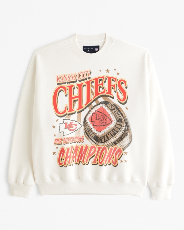 Kansas City Chiefs Graphic Crew Sweatshirt, Cream