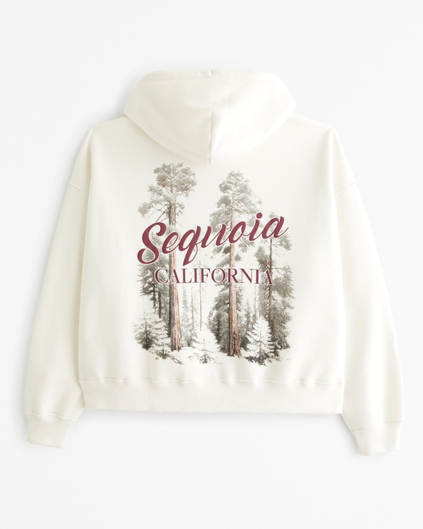 Sequoia Cropped Graphic Popover Hoodie, Cream