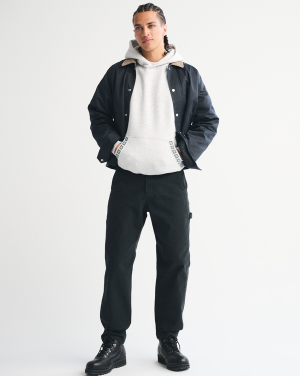 Essential Popover Embroidered Hoodie, Light Heather Gray Embroidered view 2