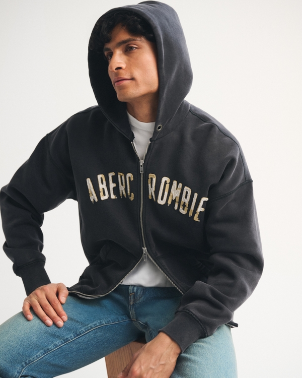 Men's Logo Full-Zip Hoodie | Men's Tops | Abercrombie.com