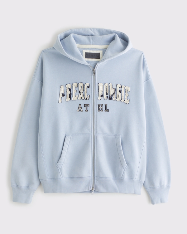 Logo Full-Zip Hoodie, Light Blue view 1