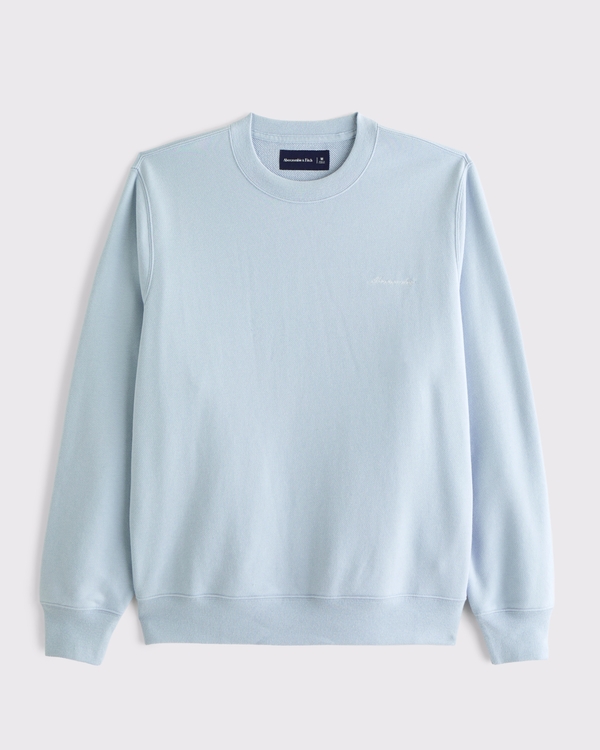 Sweat à col rond et micro logo en éponge, Bleu Clair view 1
