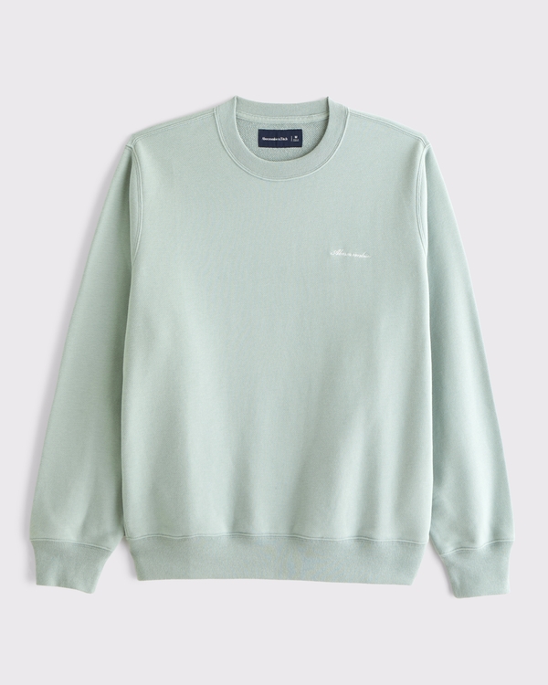 Terry Micro-Logo Crew Sweatshirt, Green Granite view 1