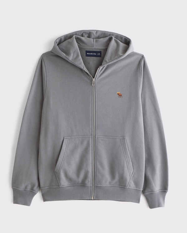 Signature Icon Terry Full-Zip Hoodie, 冷灰色 view 1