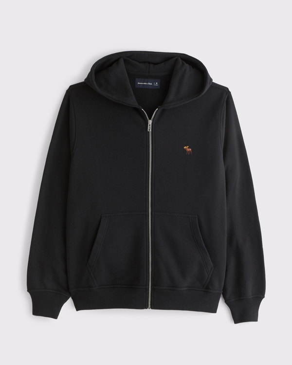 Signature Icon Terry Full-Zip Hoodie, Black view 1