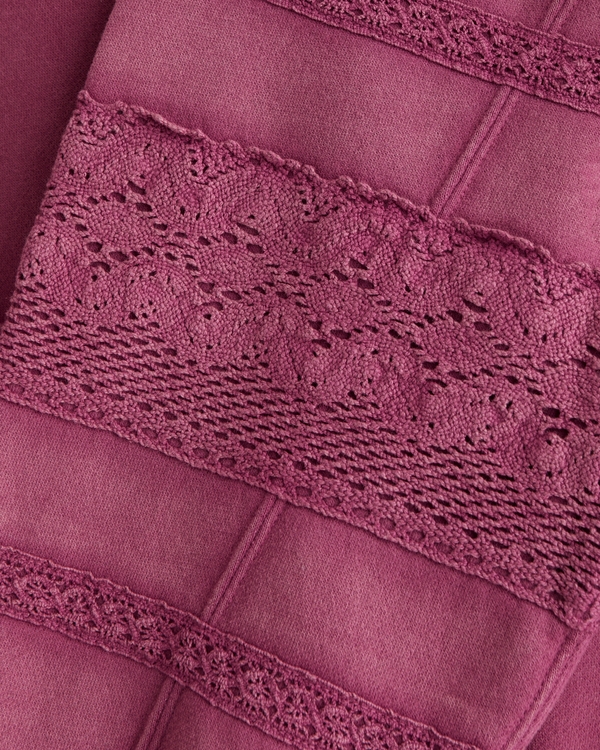 Essential Häkelstil-Hoodie zum Überstreifen, Dunkelpink Im Häkeldesign view 2