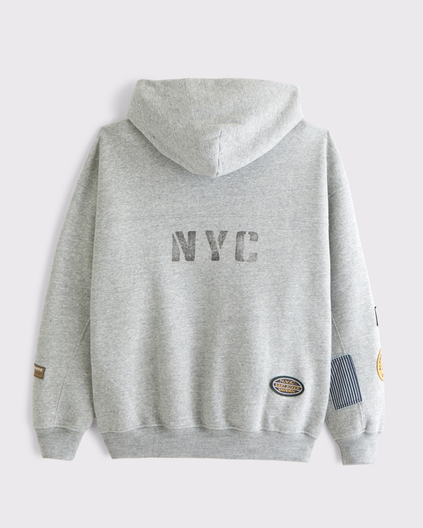 Essential Popover Patchwork Hoodie, Heather Gray Patchwork view 1