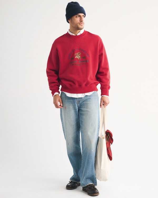 Graphic Logo Crew Sweatshirt, Red view 2