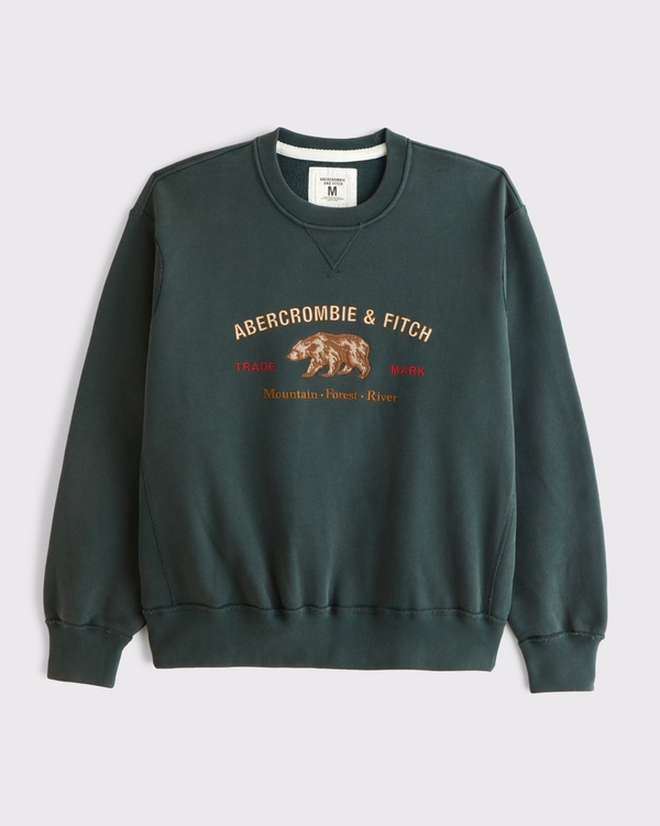 Graphic Logo Crew Sweatshirt, Dark Spruce view 1