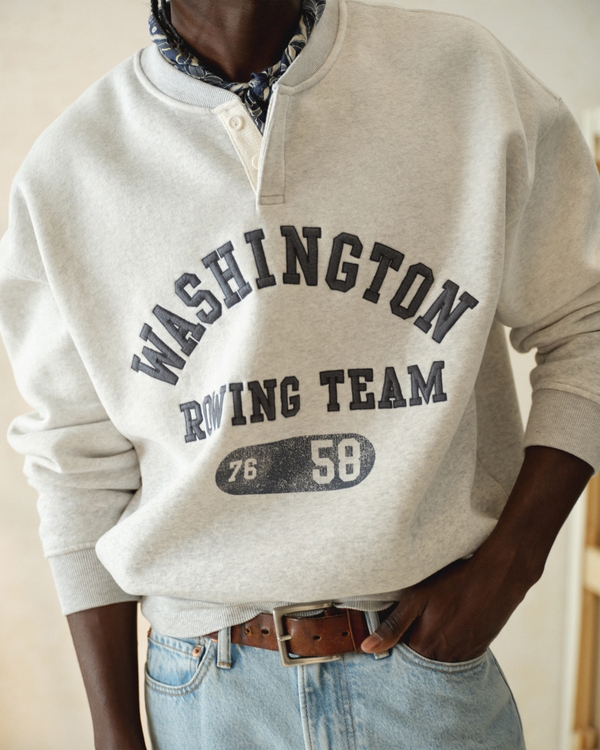 Henley Graphic Sweatshirt, Heather Gray view 1