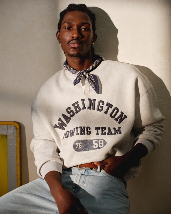 Henley Graphic Sweatshirt, Heather Gray view 2