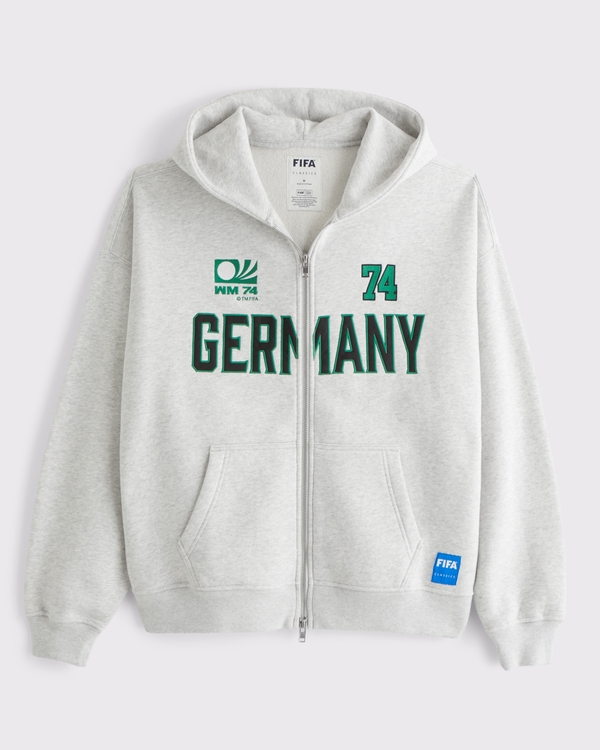 Felpa zip con stampa Germany World Cup, Grigio Chiaro Mélange view 1