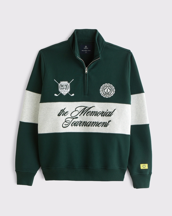 廃盤新品未使用Abercrombie & Fitch GREEN Men's Memorial Tournament Graphic Half-Zip Sweatshirt | Men's