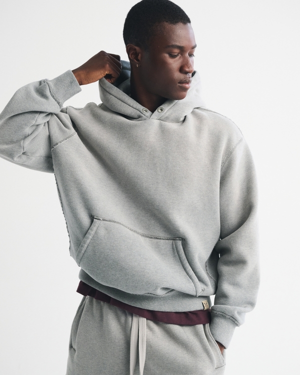 Heritage Heavyweight Popover Hoodie, Dark Gray Wash view 1