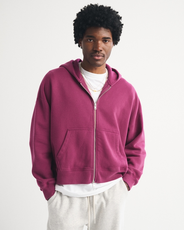 Men's Essential Cropped Full-Zip Hoodie | Men's Tops | Abercrombie.com