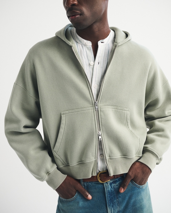 Essential Cropped Full-Zip Hoodie
