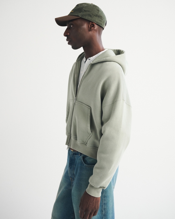 Men's Essential Cropped Full-Zip Hoodie | Men's Tops | Abercrombie.com