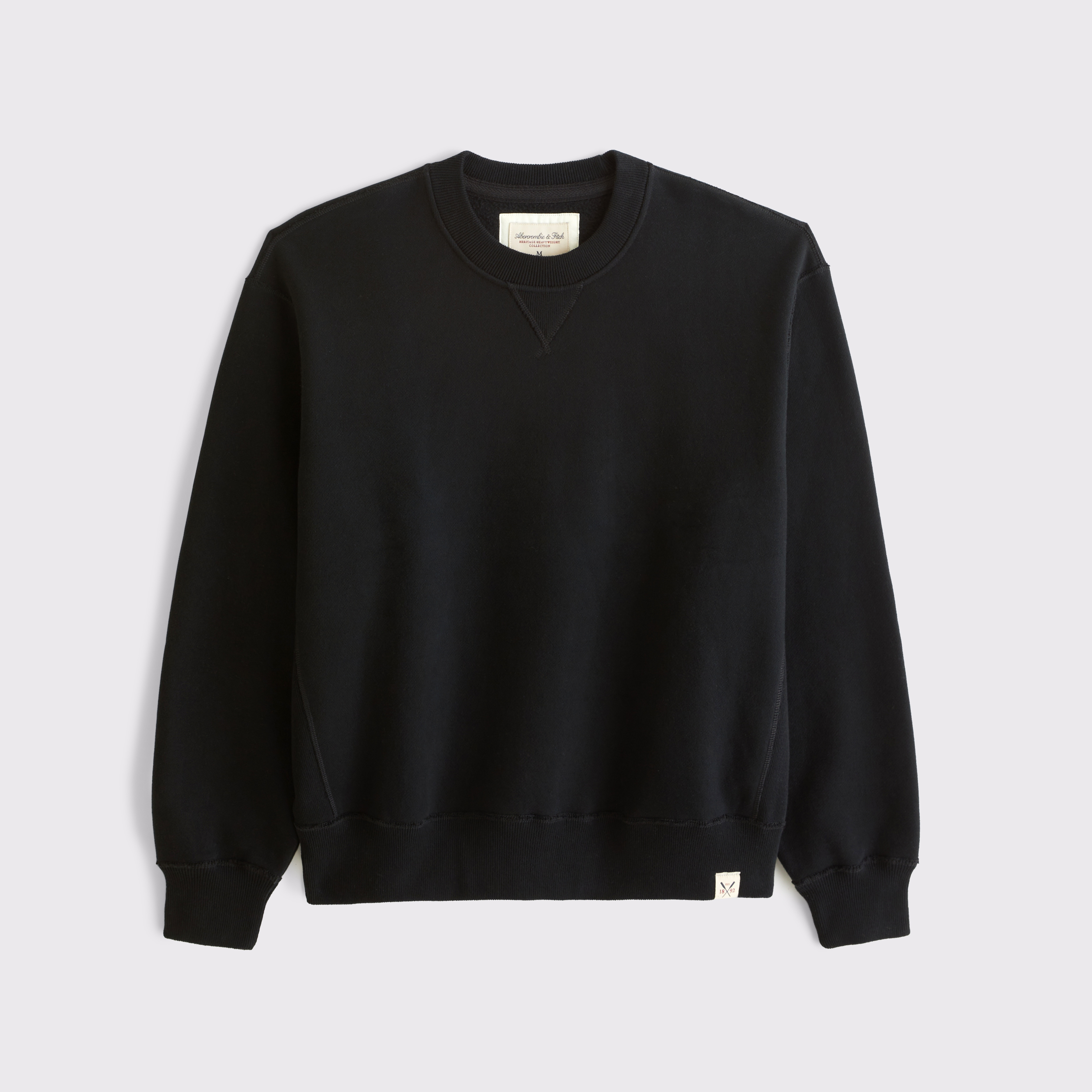 Мужская толстовка Abercrombie & Fitch Heritage Heavyweight Crew, цвет: Чёрный — фото 1