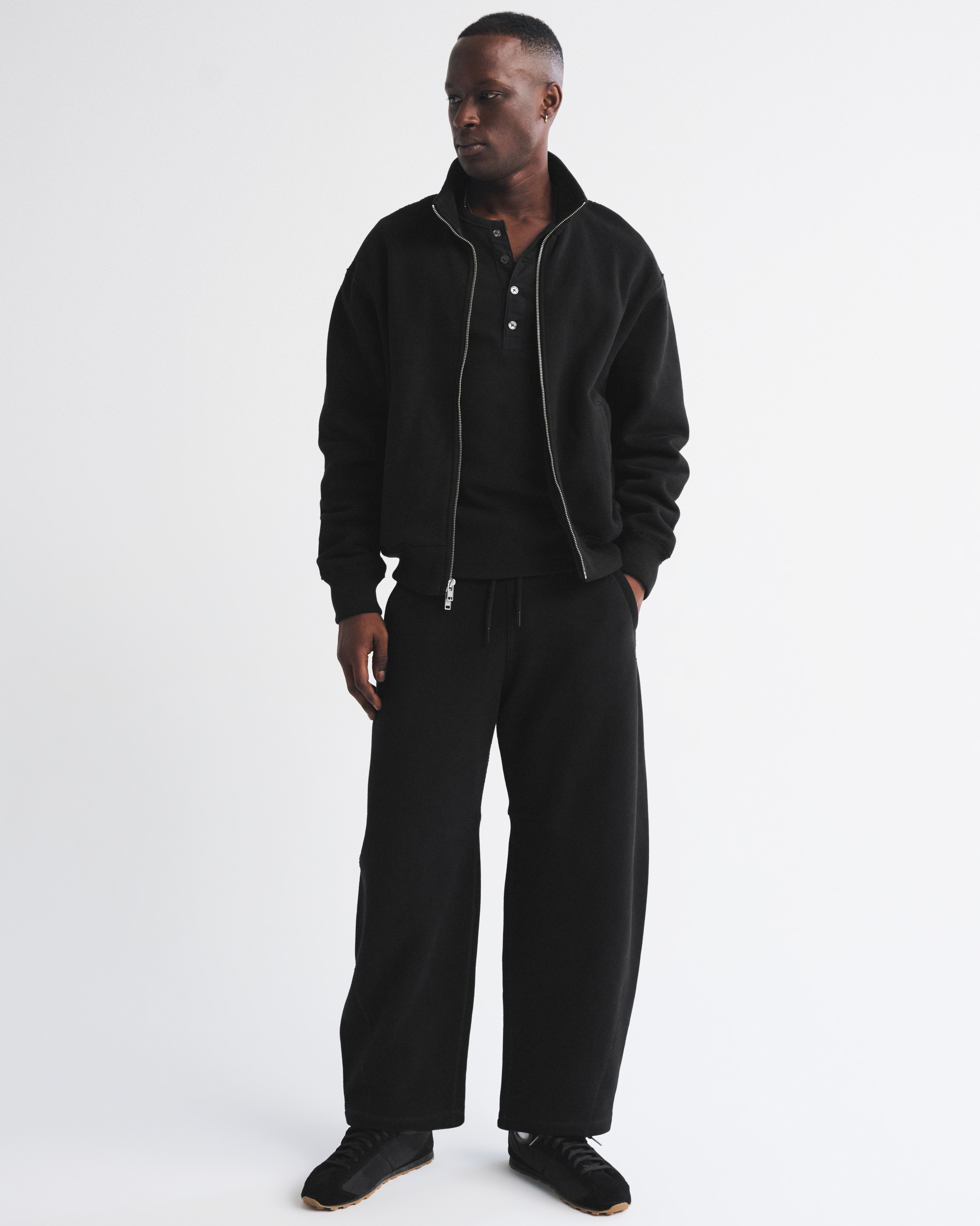 Мужской свитшот Abercrombie & Fitch Heritage Heavyweight Full-Zip, цвет: Чёрный — фото 3