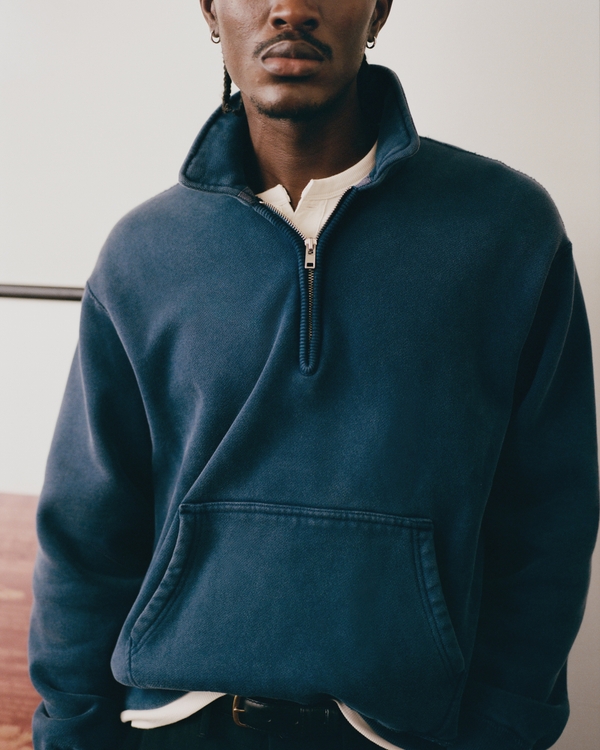 Heritage Heavyweight Half-Zip Sweatshirt, Navy Wash view 1