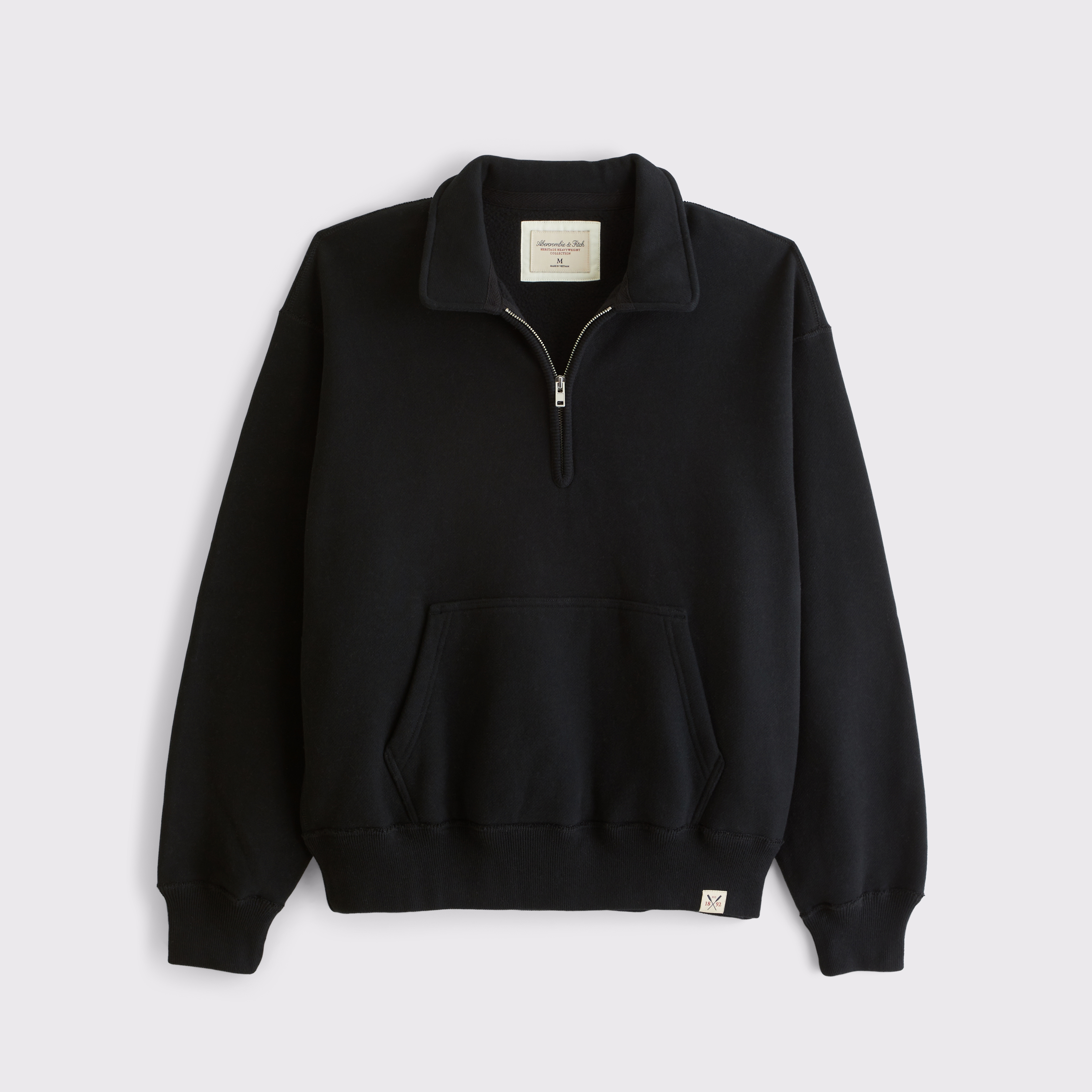 Свитшот Abercrombie & Fitch Heritage Heavyweight Half-Zip, цвет: Чёрный — фото 1