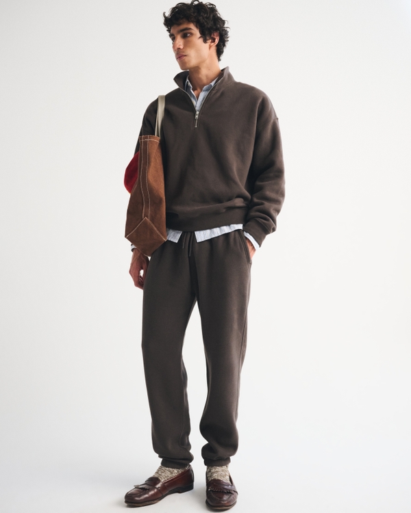 Essential Half-Zip Sweatshirt, Dark Brown view 2