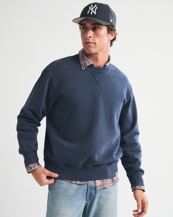 Heritage Heavyweight Crew Sweatshirt, Navy Wash view 1