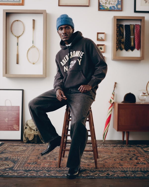 Heritage Heavyweight Logo Popover Hoodie, Black view 2