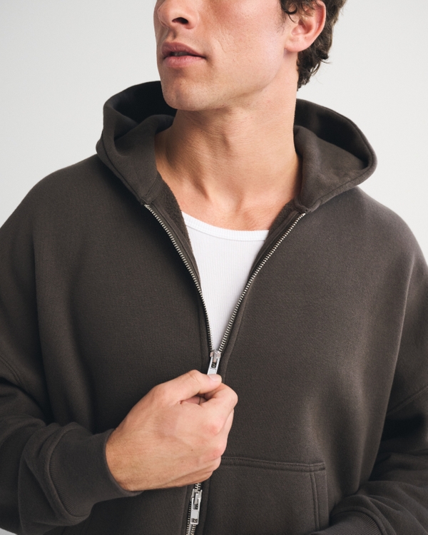 Essential Full-Zip Hoodie, Dark Brown view 1