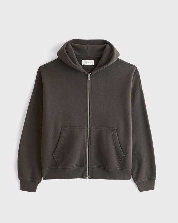 Essential Full-Zip Hoodie, Dark Brown view 1